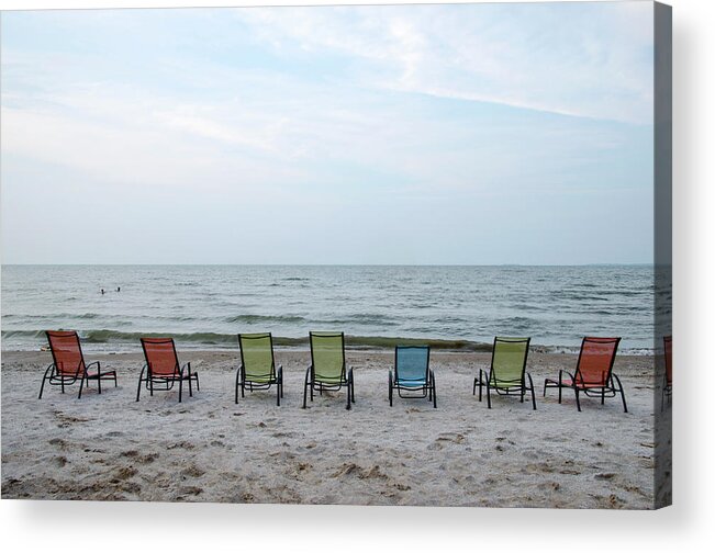 Art Acrylic Print featuring the photograph Colorful Beach Chairs by Ann Bridges