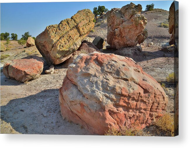 Grand Junction Acrylic Print featuring the photograph Colorful Boulders in the Bentonite Site on Little Park Road by Ray Mathis
