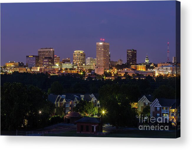 Columbia Acrylic Print featuring the photograph Columbia Skyline at Twilight by Charles Hite