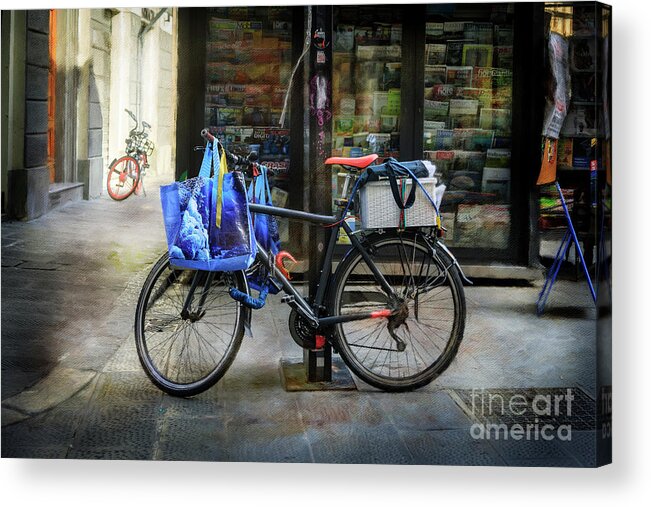 Italy Acrylic Print featuring the photograph Commuter Shopping Bicycle by Craig J Satterlee