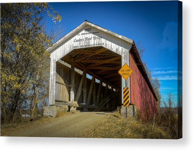 America Acrylic Print featuring the photograph Conley's Ford covered bridge by Jack R Perry