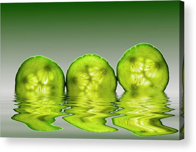 Cucumber Acrylic Print featuring the photograph Cool as a Cucumber Slices by David French