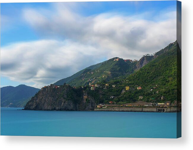 Long Exposure Acrylic Print featuring the photograph Corniglia Cinque Terre Italy by Brad Scott