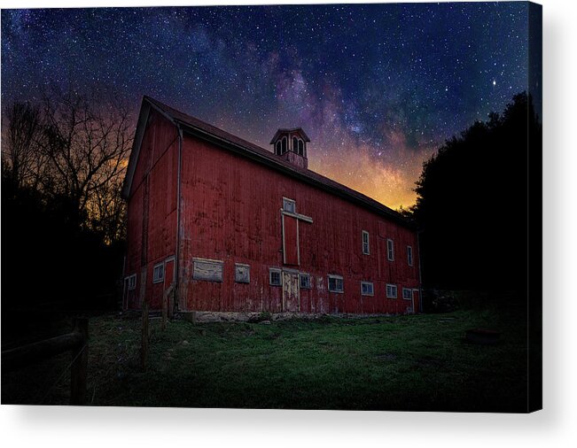 Milky Way Acrylic Print featuring the photograph Cosmic Barn by Bill Wakeley
