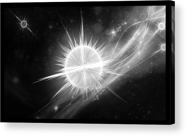 Corporate Acrylic Print featuring the digital art Cosmic Icestream BW by Shawn Dall
