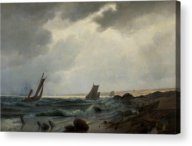 19th Century Art Acrylic Print featuring the painting Costal Scene North of Aarsdale by Holger Drachmann