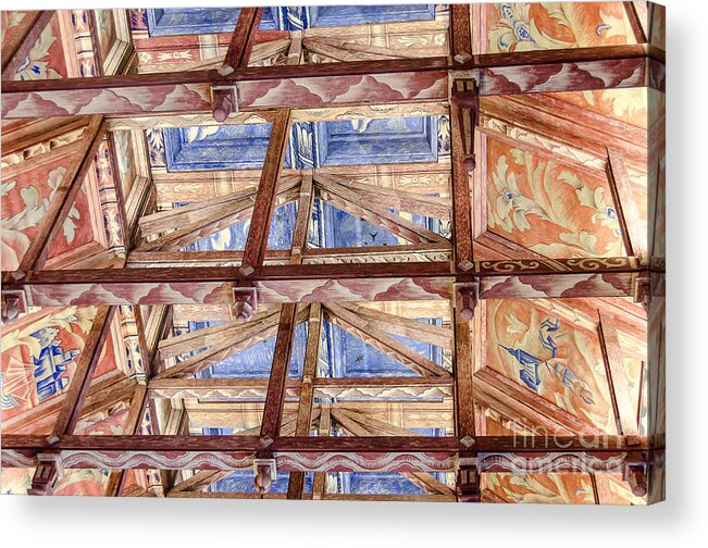 Blue Acrylic Print featuring the photograph Council Chamber's ceiling in the City Hall of Stockholm by RicardMN Photography