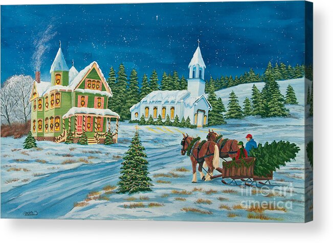 Winter Scene Paintings Acrylic Print featuring the painting Country Christmas by Charlotte Blanchard