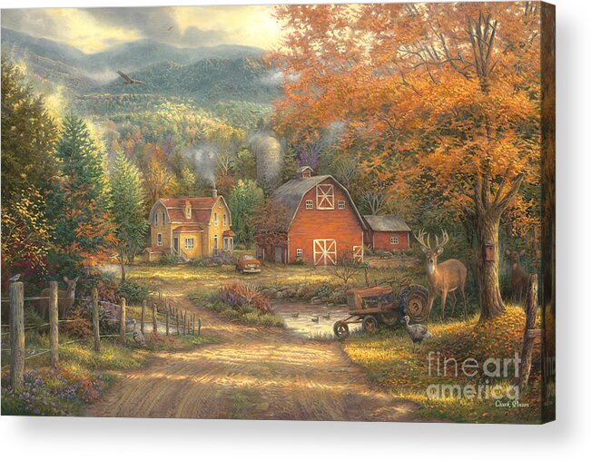 Inspirational Picture Acrylic Print featuring the painting Country Roads Take Me Home by Chuck Pinson