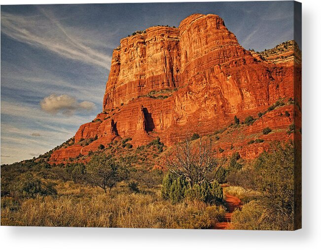 Courthouse Butte Acrylic Print featuring the photograph Courthouse Butte Txt by Theo O'Connor