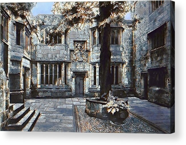 Castle Acrylic Print featuring the digital art Courtyard of Skipton Castle by Pennie McCracken