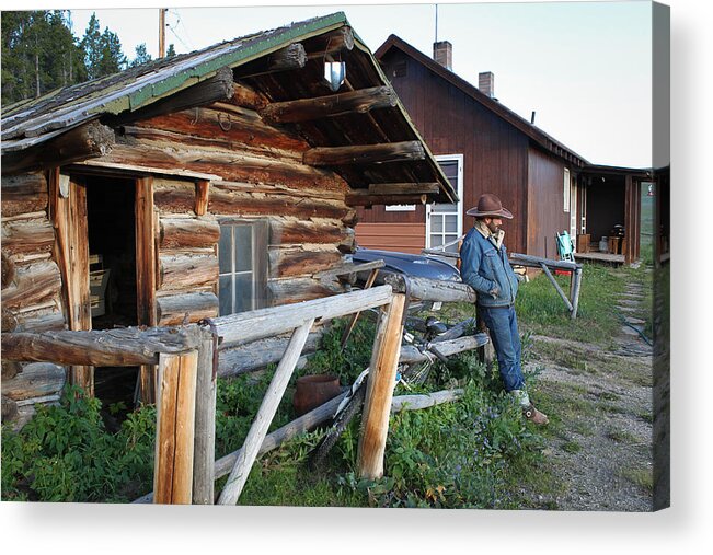 Wyoming Acrylic Print featuring the photograph Cowboy Cabin by Diane Bohna