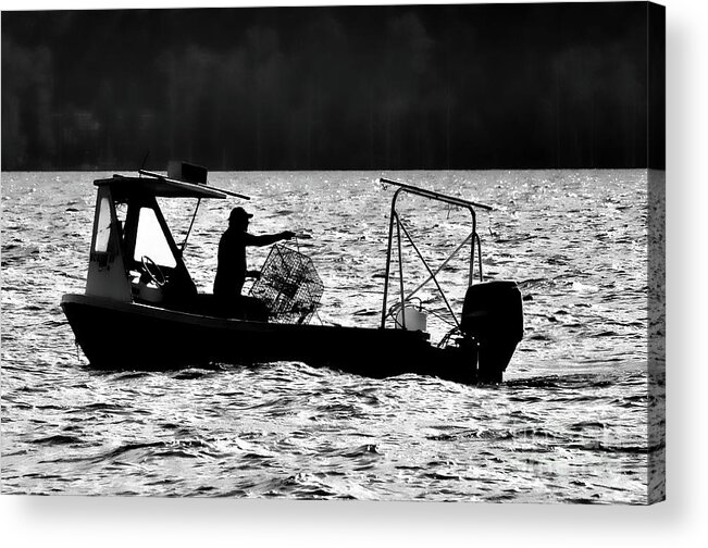 Boat Acrylic Print featuring the photograph Crabbing on the Pamlico by Randy Rogers