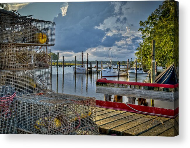 Rescue Acrylic Print featuring the photograph Crabpots and Fishing Boats by T Cairns