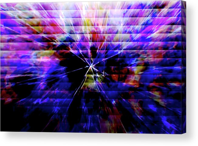 Abstract Acrylic Print featuring the digital art Cracked Abstract Blue by Carol Crisafi