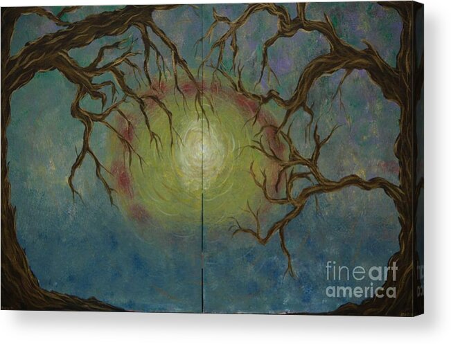 Tree Acrylic Print featuring the painting Creeping by Jacqueline Athmann