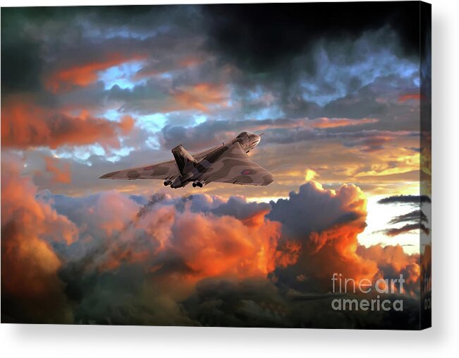 Avro Vulcan Bomber Acrylic Print featuring the digital art Crimson Vulcan by Airpower Art