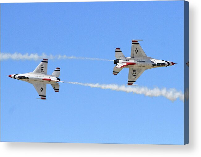 F-16 Acrylic Print featuring the photograph Crossing Paths by Shoal Hollingsworth