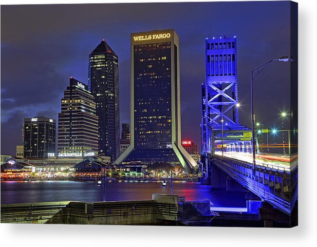 Jacksonville Acrylic Print featuring the photograph Crossing the Main Street Bridge - Jacksonville - Florida - Cityscape by Jason Politte