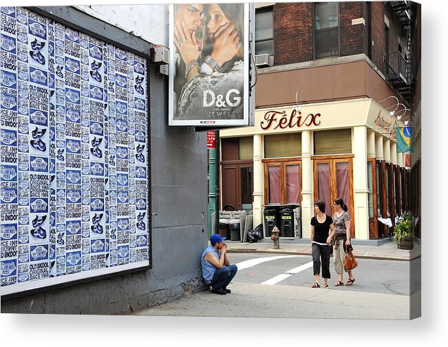 Man Acrylic Print featuring the photograph Crouching Man by JoAnn Lense