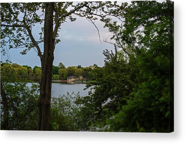 Newton Acrylic Print featuring the photograph Crystal Lake Bath House Through the Trees Newton MA by Toby McGuire