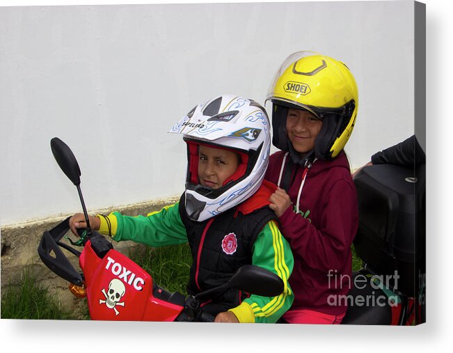 Sponsor Acrylic Print featuring the photograph Cuenca Kids 889 by Al Bourassa