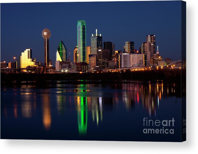 Dallas Acrylic Print featuring the photograph Dallas, Texas and reflections by Anthony Totah