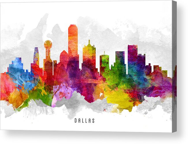Dallas Acrylic Print featuring the painting Dallas Texas Cityscape 13 by Aged Pixel