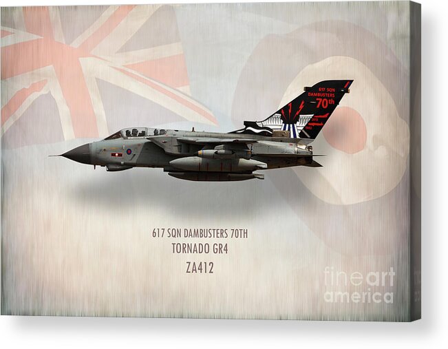 Tornado Gr4 Acrylic Print featuring the digital art Dambusters Tornado GR4 ZA412 by Airpower Art