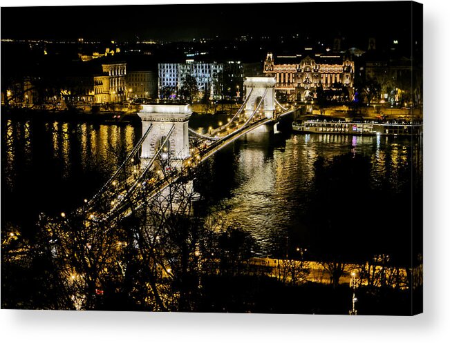 Chain Acrylic Print featuring the photograph Danube Chain Bridge by Adam Rainoff