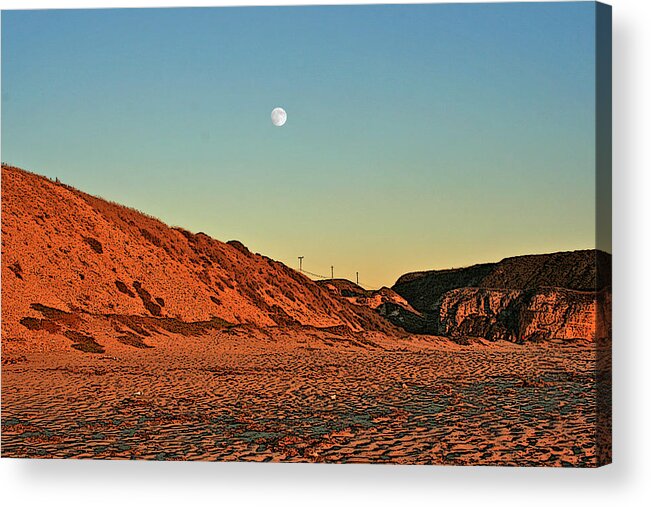 Davenport Acrylic Print featuring the photograph Davenport Dunes Sunset Moonrise by Larry Darnell