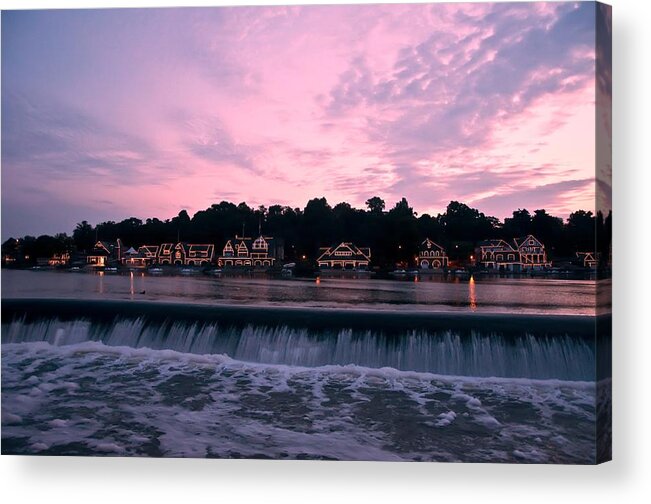 Dawn At Boathouse Row Acrylic Print featuring the photograph Dawn at Boathouse Row by Bill Cannon