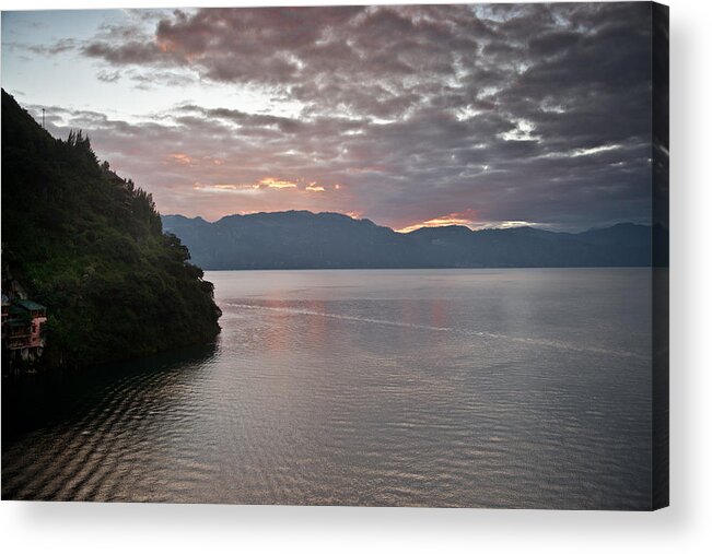 Central Acrylic Print featuring the photograph Dawn at Casa de Mundo Lake Atitlan 1 by Douglas Barnett