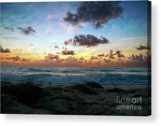 141a Acrylic Print featuring the photograph Dawn of a New Day Seascape Sunrise 141A by Ricardos Creations