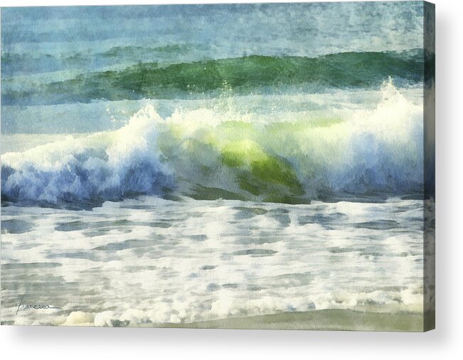 Wave; Surf; Breaker; Shore; Beach; Dawn; Sun; Sunlight; Water; Ocean; Sea Acrylic Print featuring the digital art Dawn Wave by Frances Miller