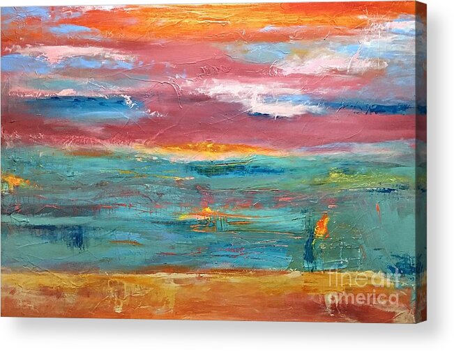 Abstract Acrylic Print featuring the painting Day is Done by Mary Mirabal