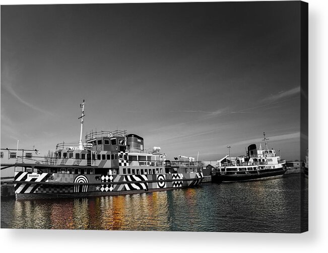 Painted Acrylic Print featuring the photograph Dazzle Ship by Spikey Mouse Photography