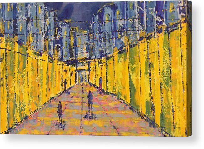 Landscape Acrylic Print featuring the painting DC City Center Lights by Heike Gramckow