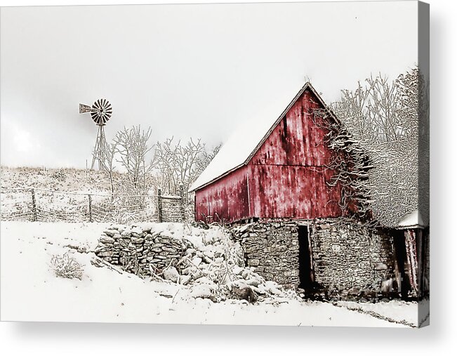 Barn Acrylic Print featuring the photograph Decked in White by Nicki McManus