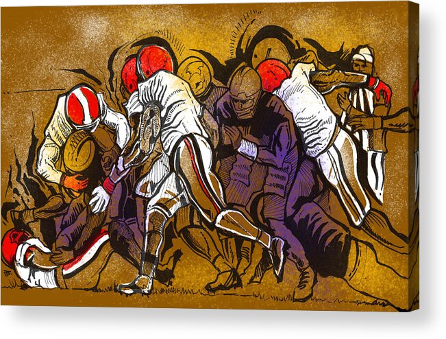 Uga Defense Acrylic Print featuring the painting Defense by John Gholson
