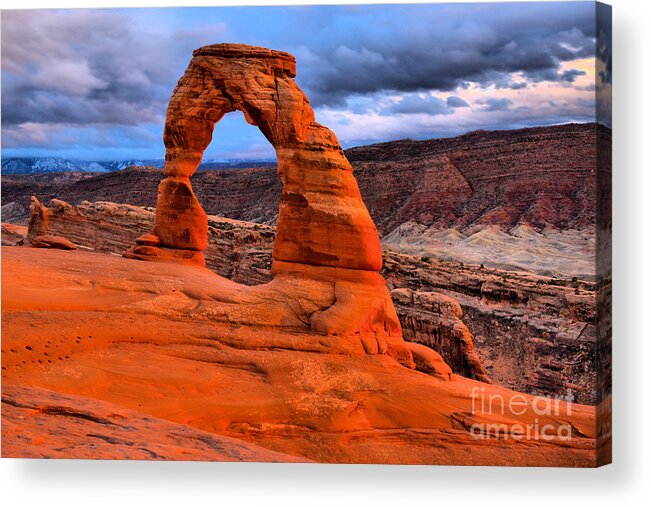 Delicate Arch Acrylic Print featuring the photograph Delicate Sunset Arch by Adam Jewell