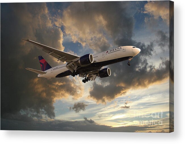 Delta Airlines Acrylic Print featuring the digital art Delta Air Lines Boeing 777-200LR by Airpower Art