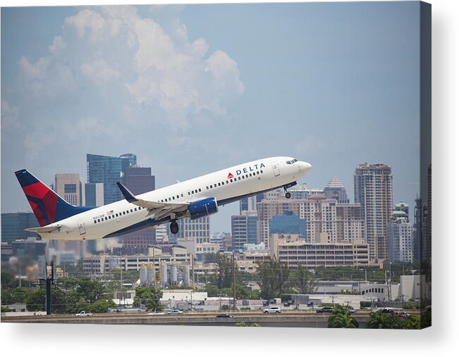 Delta Acrylic Print featuring the photograph Delta Airlines by Dart Humeston