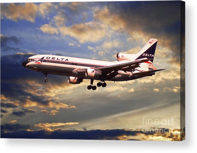 Delta Acrylic Print featuring the digital art Delta Airlines Lockheed L-1011 TriStar by Airpower Art