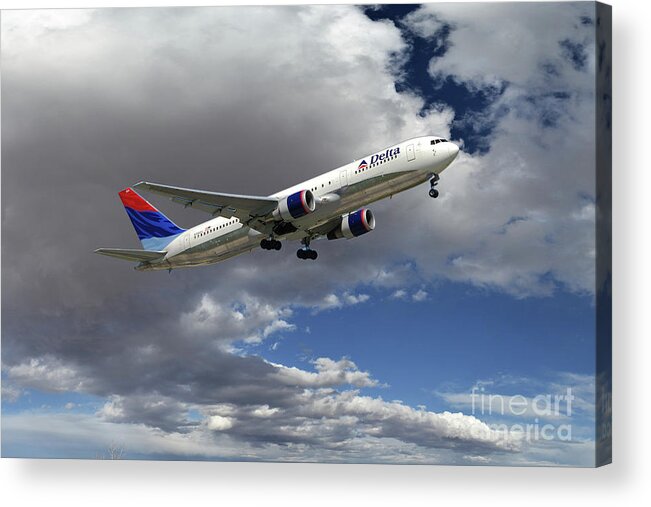 Delta Acrylic Print featuring the digital art Delta_Air_Lines_B767-332ER_N394DL by Airpower Art