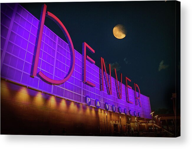 Downtown Denver Acrylic Print featuring the photograph Denver Pavilion at Night by Kristal Kraft