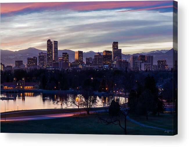 Denver Acrylic Print featuring the photograph Denver Sunset by Aaron Spong