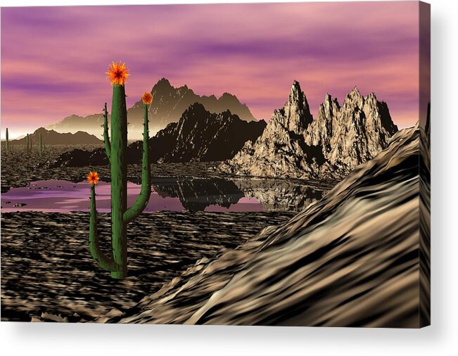 Digital Painting Acrylic Print featuring the digital art Desert Cartoon by David Lane