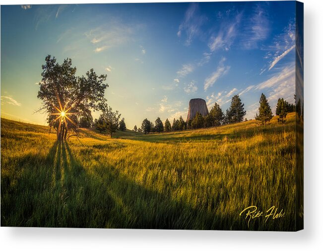 Devil's Tower Acrylic Print featuring the photograph Devil's Tower in the Early Morning by Rikk Flohr
