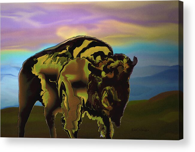 Bison Acrylic Print featuring the digital art Montana Bison 2 by Kae Cheatham